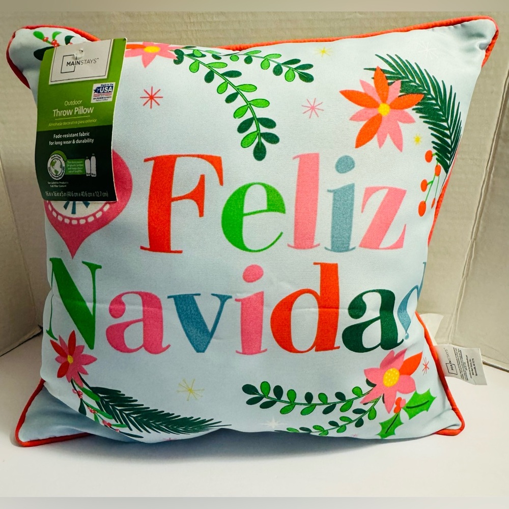 Mainstays Holiday Pillow with Festive Multicolor Design